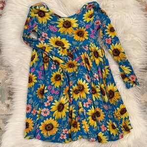 Little Sleepies Sunflower and Floral Blue Dress